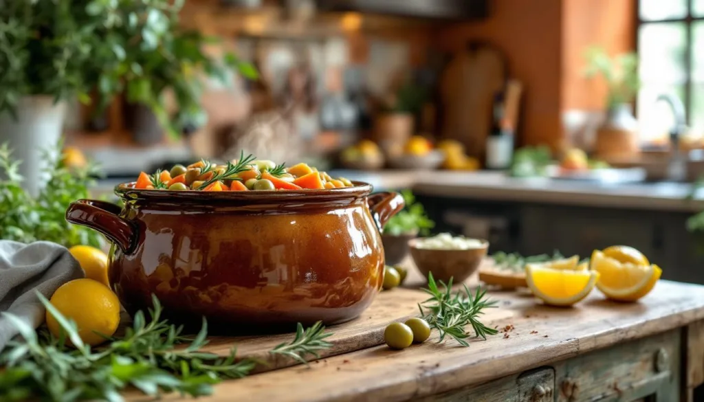 scopri il sapore unico di questo pollo stufato con olive, né arrosto né brasato, perfetto per rendere speciali le tue domeniche in famiglia.